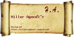 Hiller Agenór névjegykártya